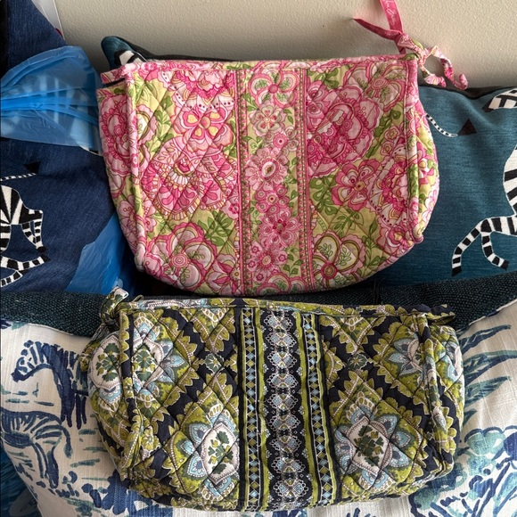 Vera Bradley Pink and Green Floral Cosmetic Bag - Picture 1 of 3
